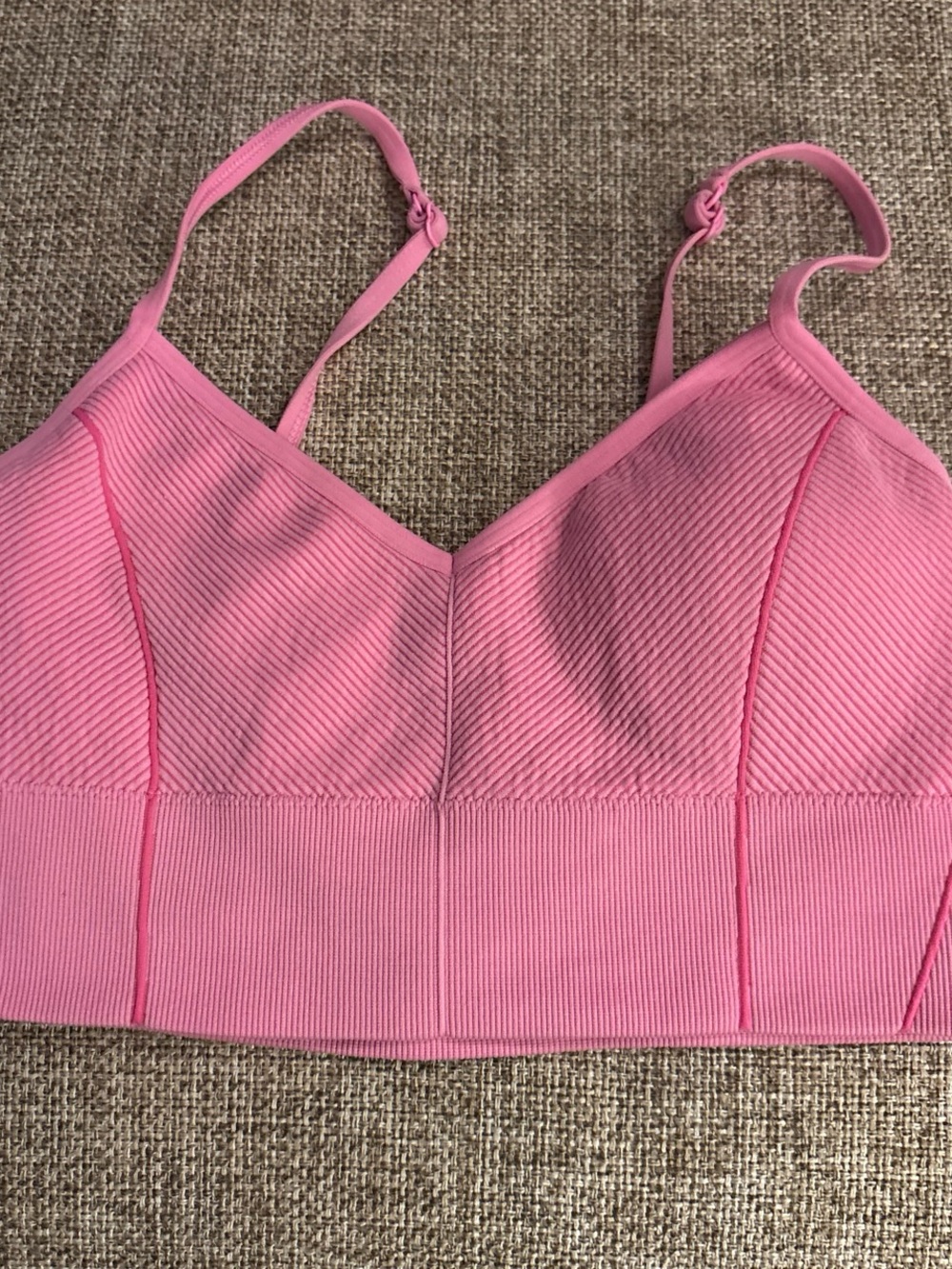 Ribbed Pink Tank Bralette with Adjustable Straps - Women Tops